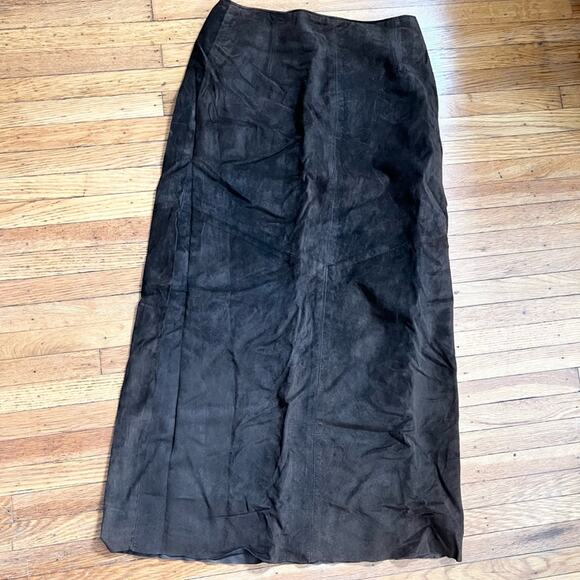 Peruvian Connection brown suede skirt long boho fall winter
